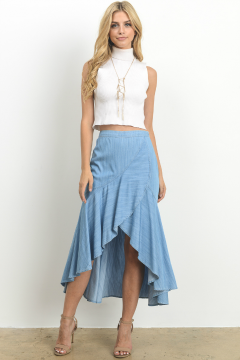 blue  high low skirt